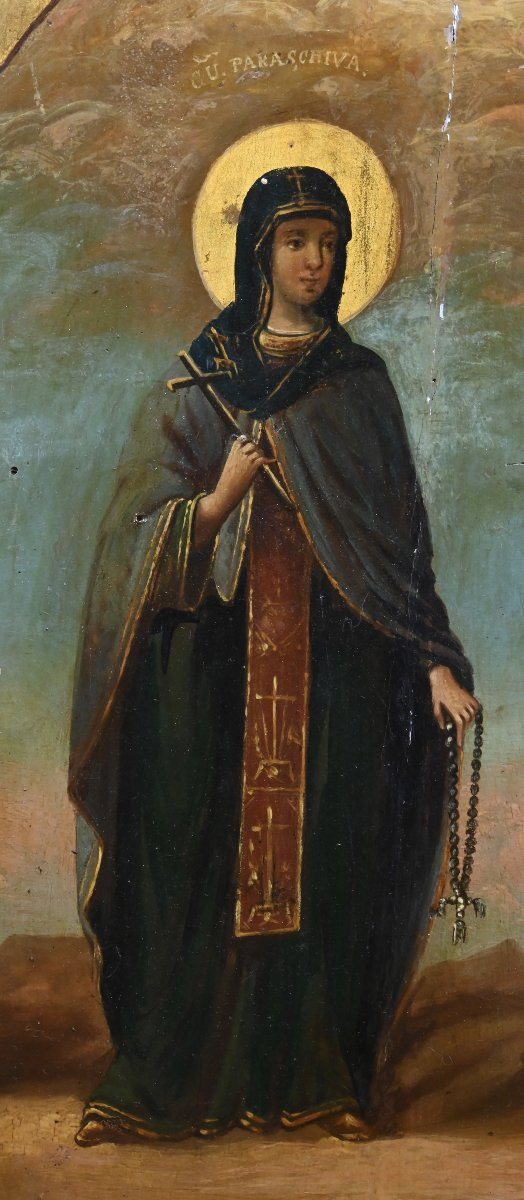 Icona Con Vergine Maria e San Michele - Seconda Metà XIX Secolo-photo-2